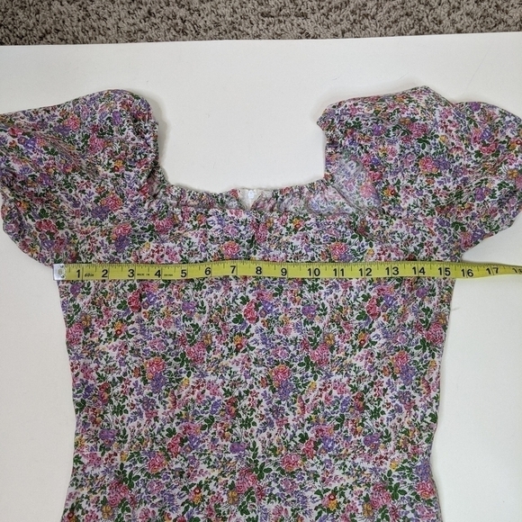 Vintage Floral Cottagecore Prairie Square Neck Puff Sleeve Maxi Dress - Picture 10 of 11